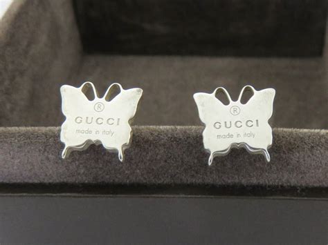 gucci craft silver stud earrings|gucci sterling silver butterfly earrings.